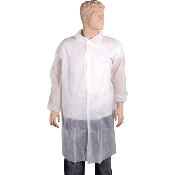 Non woven bezoekersjas, drukknopen, wit 50 stuks