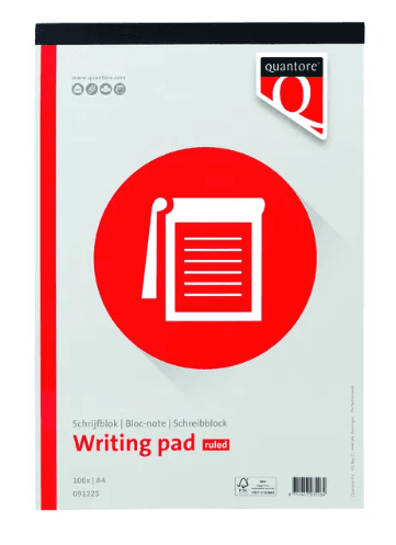 Schrijfblok Quantore, papier, Gelinieerd, A4, Schrijfblok Quantore, papier, Gelinieerd, A4,
