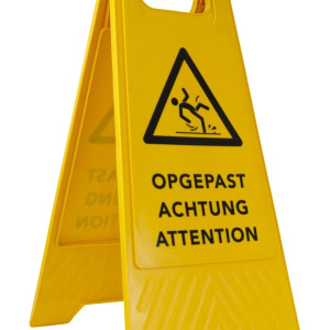 Waarschuwingsbord gladde vloer hoogte 60 cm 4-talig