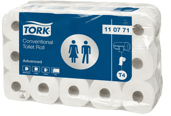 Tork Advanced toiletpapier 2-laags 30 rol 400vel wit traditioneel Tork Advanced toiletpapier 2-laags 30 rol 400vel wit traditioneel