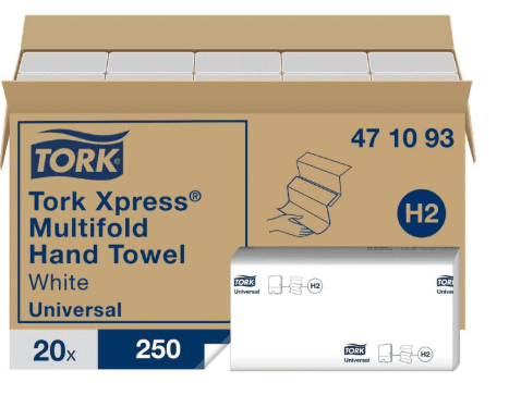 Handdoek Tork H2 471093 Universal 1laags 21x23cm 20x250st Handdoek Tork H2 471093 Universal 1laags 21x23cm 20x250st