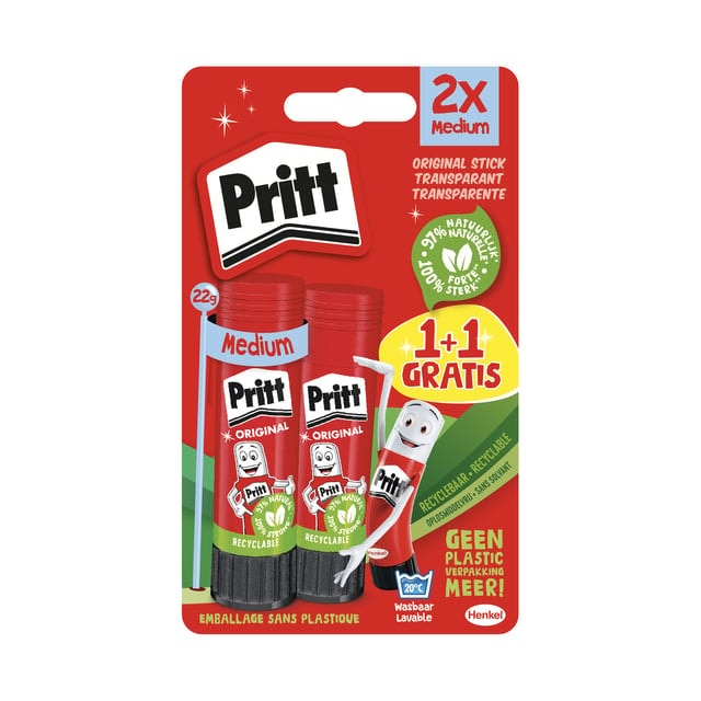 Lijmstift Pritt Stick Original 22gr blister à 1 + 1 stuk gra
