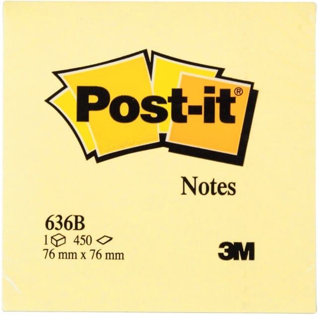 Memoblok 3M Post-it 636 76x76mm kubus geel 450 vel