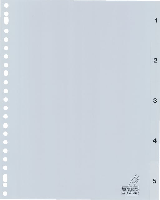 Tabbladen Kangaro 23-gaats G405CM 1-5 genummerd grijs PP