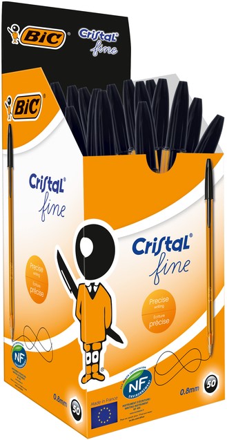 Balpen Bic Cristal fijn zwart - Afbeelding 2