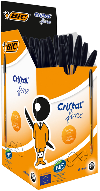 Balpen Bic Cristal fijn zwart - Afbeelding 3