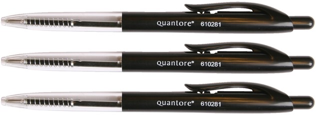 Balpen Quantore drukknop zwart medium - Afbeelding 2