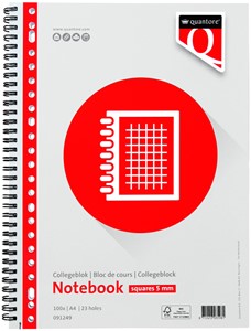 Collegeblok Quantore A4 ruit 5mm 23-gaats 200 pagina’s 70gr