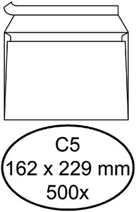 Envelop Quantore bank C5 162x229mm zelfklevend wit 500 stuks