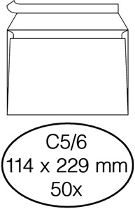 Envelop Quantore bank C5/6 114x229mm zelfklevend wit 50 stuks