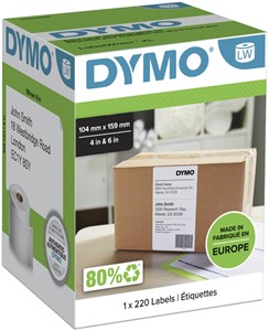 Etiket Dymo LabelWriter 5XL verzendlabel 104x159mm 1 rol á 220 stuks wit S0904980