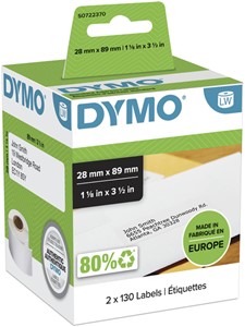 Etiket Dymo LabelWriter adressering 28x89mm2 rollen á 130 stuks wit S0722370