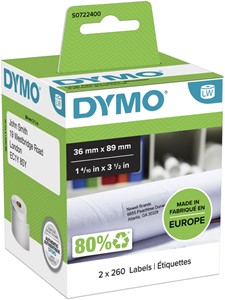 Etiket Dymo LabelWriter adressering 36x89mm 2 rollen á 260 stuks wit S0722400