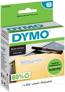 Etiket Dymo LabelWriter multifunctioneel 19x51mm 1 rol á 500 stuks wit S0722550