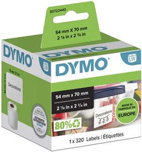 Etiket Dymo LabelWriter multifunctioneel 54x70mm 1 rol á 320 stuks wit S0722440