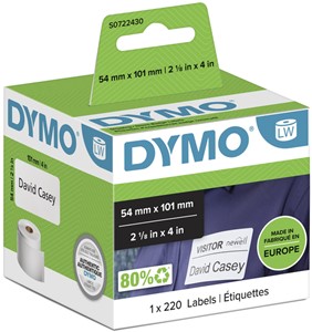Etiket Dymo LabelWriter naamkaart 54x101mm 1 rol á 220 stuks wit S0722430