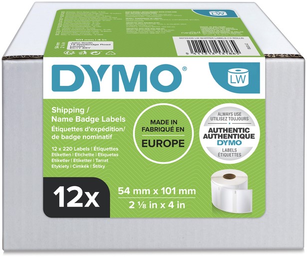 Etiket Dymo LabelWriter naamkaart 54x101mm 12 rollen á 220 stuks wit - Afbeelding 2