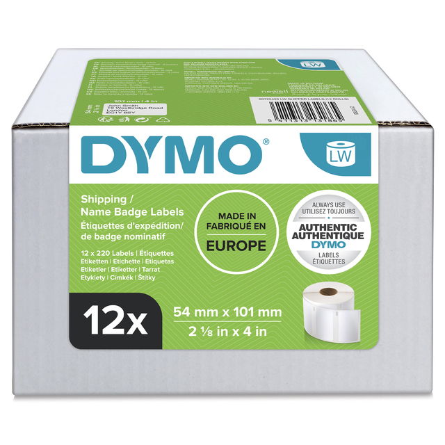 Etiket Dymo LabelWriter naamkaart 54x101mm 12 rollen á 220 stuks wit - Afbeelding 3