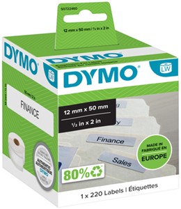 Etiket Dymo LabelWriter naamkaart hangmap 12x50mm 1 rol á 220 stuks wit S0722460