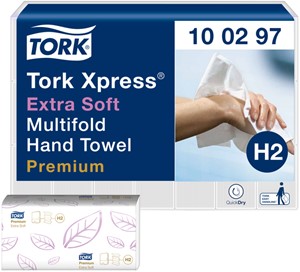 Handdoek Tork H2 Xpress Premium multifold 2-laags 212x340mm 21×100 vel wit 100297