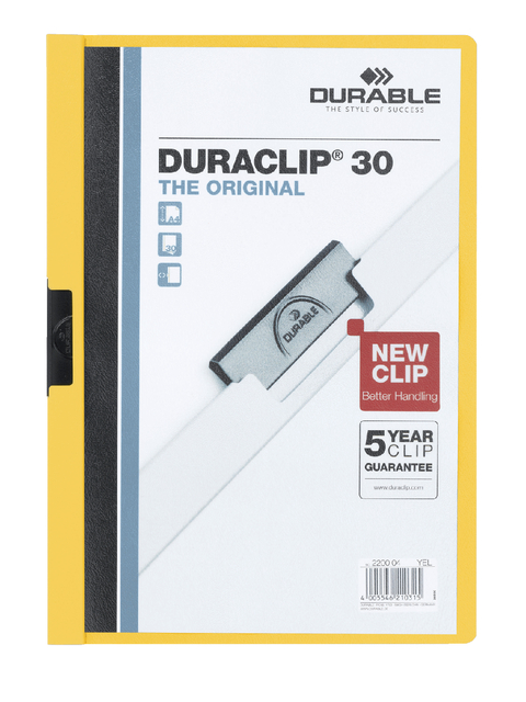 Klemmap Durable Duraclip A4 3mm 30 vellen geel - Afbeelding 3