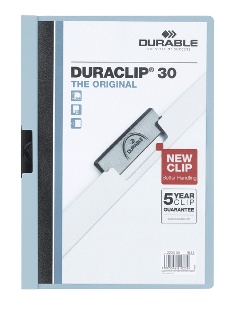 Klemmap Durable Duraclip A4 3mm 30 vellen lichtblauw - Afbeelding 3