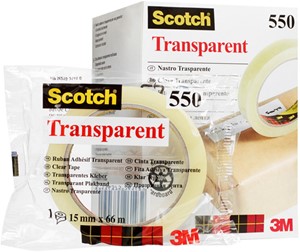 Plakband – Scotch 550 – 15mm x 60m – transparant – stuk
