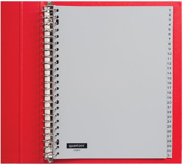 Tabbladen Quantore 23-gaats 1-31 genummerd grijs PP - Afbeelding 2