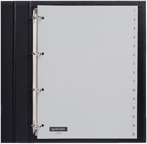 Tabbladen Quantore 4-gaats 1-15 genummerd grijs PP