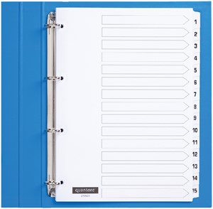 Tabbladen Quantore 4-gaats 1-15 genummerd wit karton