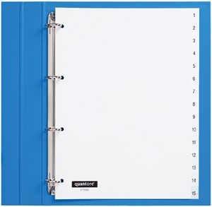 Tabbladen Quantore 4-gaats 1-15 genummerd wit PP