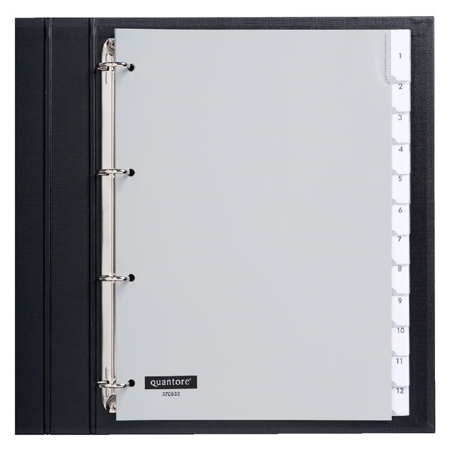Tabbladen Quantore 4-gaats 12-delig met venster grijs PP - Afbeelding 3