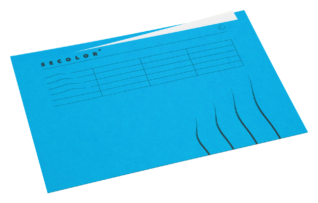 Vouwmap Secolor met tabrand A4 100% gerecycled karton 250gr Blauw - Afbeelding 3