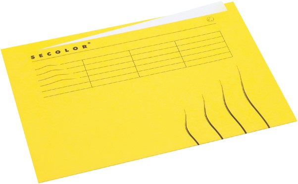Vouwmap Secolor met tabrand A4 100% gerecycled karton 250gr Geel - Afbeelding 2
