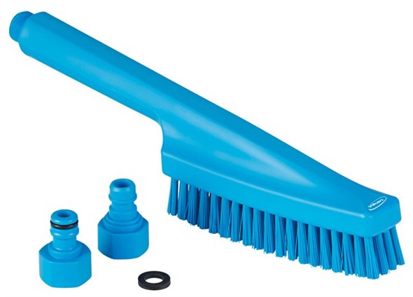 Vikan – Hygiene Handborstel – Met waterdoorvoer – Hard – 330mm – Blauw