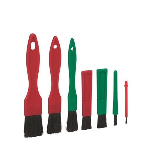 Vikan – Transport set 7 kwastjes en penselen – Zachte vezels – Rood/Groen