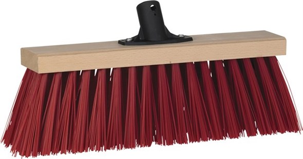Vikan – Classic – Blank houten straatbezem – Medium rode vezels – Met steelaansluiting – PVC – Rood