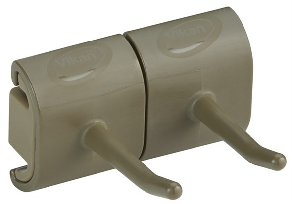 Vikan – Hygiene dubbele haak Voor Hi-Flex ophangsysteem – Bruin – 83mm