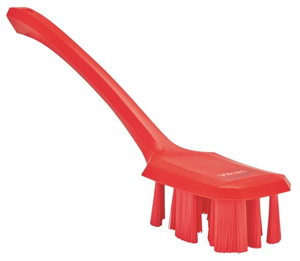 Vikan – UST – Afwasborstel – Met lange steel – Harde vezels – Rood