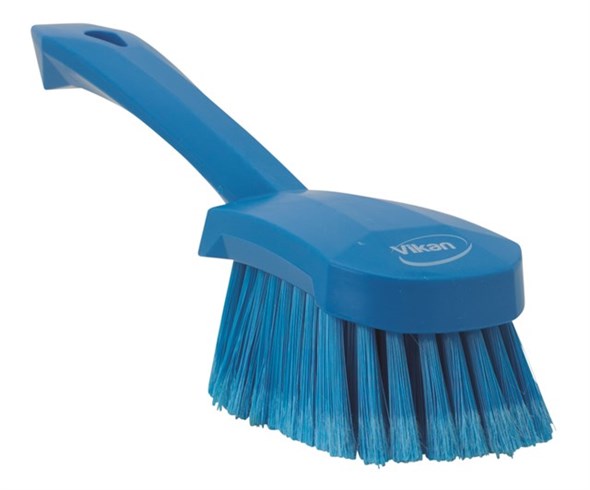 Vikan – Hygiene – Afwasborstel – Met korte steel – Zachte splitvezels – Blauw