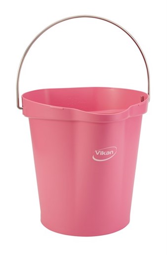 Vikan – Hygiene emmer – Met Schenktuit – Maatverdeling – Roze – 12L