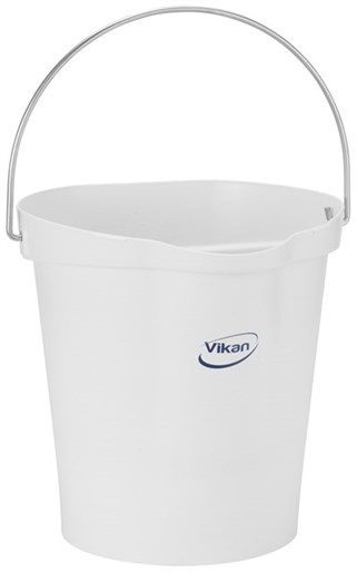Vikan – Hygiene emmer – Met Schenktuit – Metal & x-ray detecteerbaar – Maatverdeling – Wit – 12L