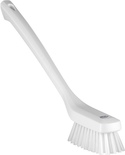 Vikan – Hygiene – Smalle borstel – Lange steel – Harde vezels – Wit