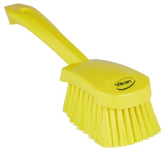 Vikan – Hygiene – Afwasborstel – Met korte steel – Zachte vezels – Geel