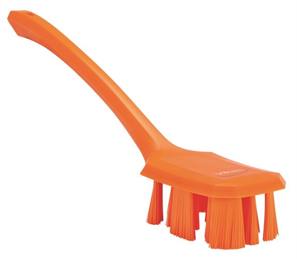 Vikan – UST – Afwasborstel – Met lange steel – Harde vezels – Oranje