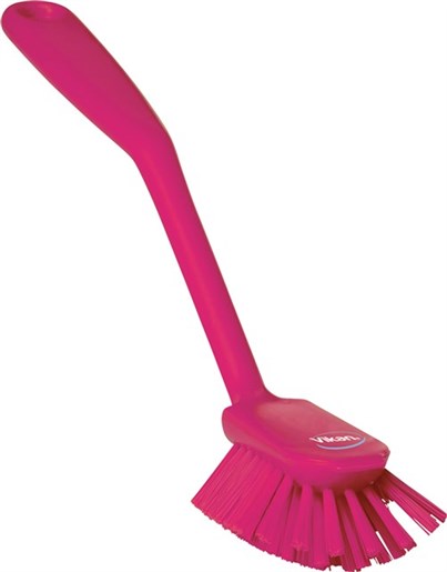 Vikan – Hygiene – Afwasborstel – Met schraprand – Medium vezels – Roze