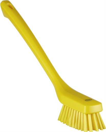Vikan – Hygiene – Smalle borstel – Lange steel – Harde vezels – Geel