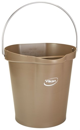 Vikan – Hygiene emmer Met Schenktuit – Maatverdeling – 12L – Bruin