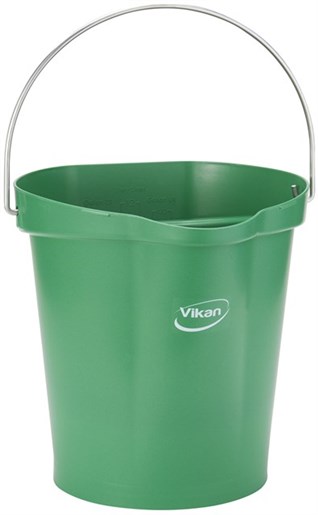 Vikan – Hygiene emmer – Met Schenktuit – Metal & x-ray detecteerbaar – Maatverdeling – Groen – 12L