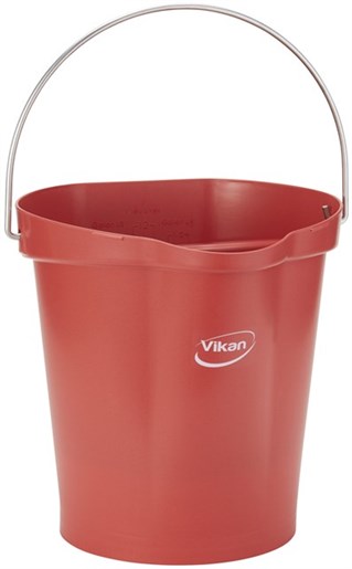 Vikan – Hygiene emmer – Met Schenktuit – Metal & x-ray detecteerbaar – Maatverdeling – Rood – 12L